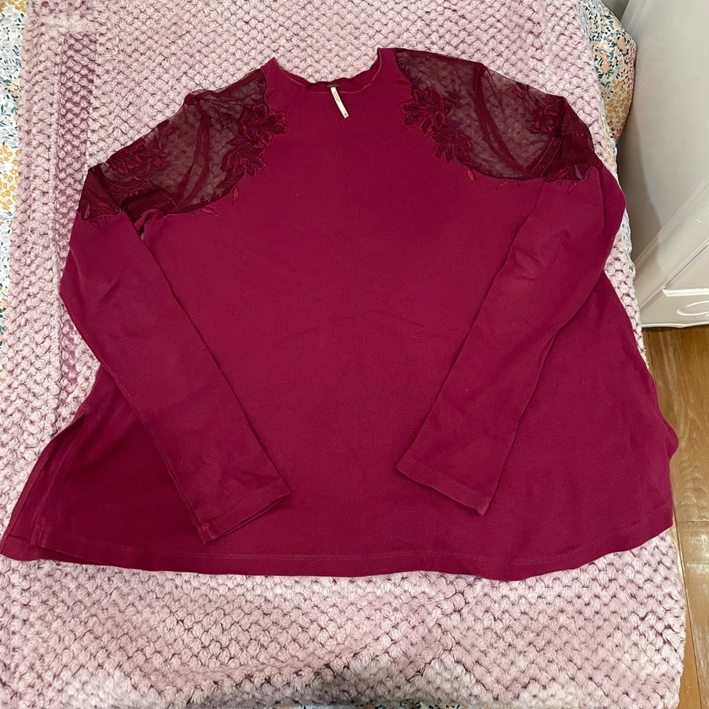 Free People A-Line Mesh Shoulder Top size M